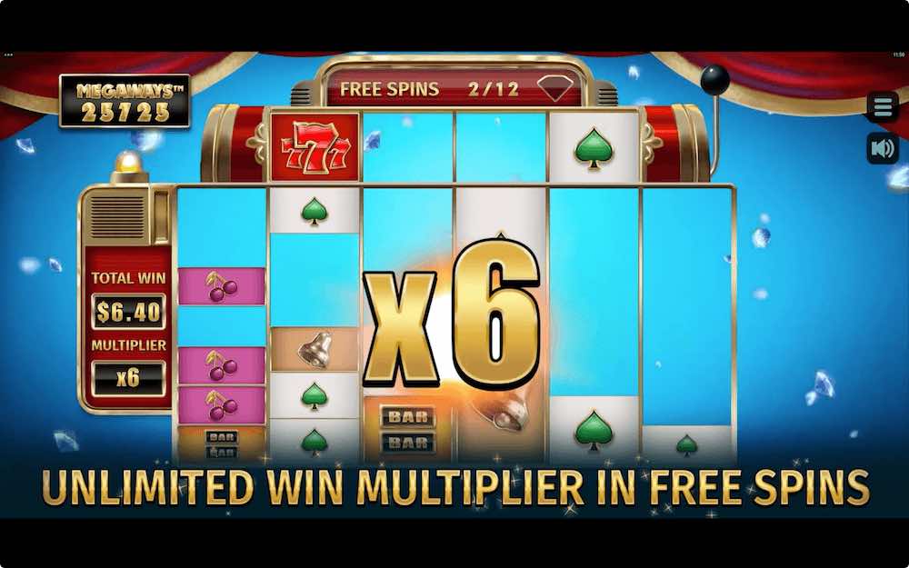 Play with an unlimited win multiplier during the free spin feature on 4 Diamond Blues Megaways Play with an unlimited win multiplier during the free spin feature on 4 Diamond Blues Megaways