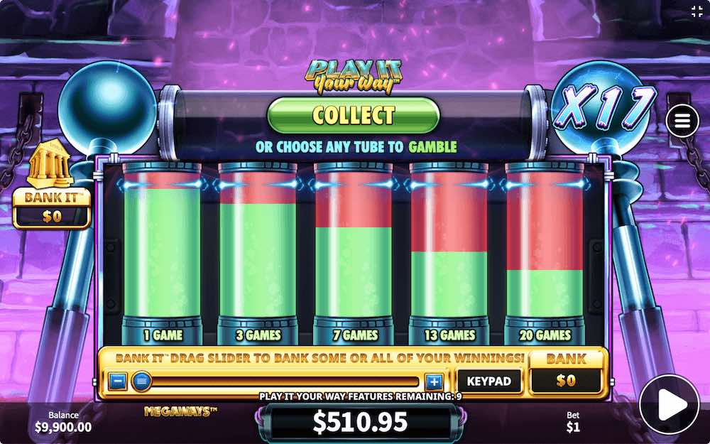 Gamble for more spins at the end of the bonus round on Alive Megaways via the Play It Your Way Feature