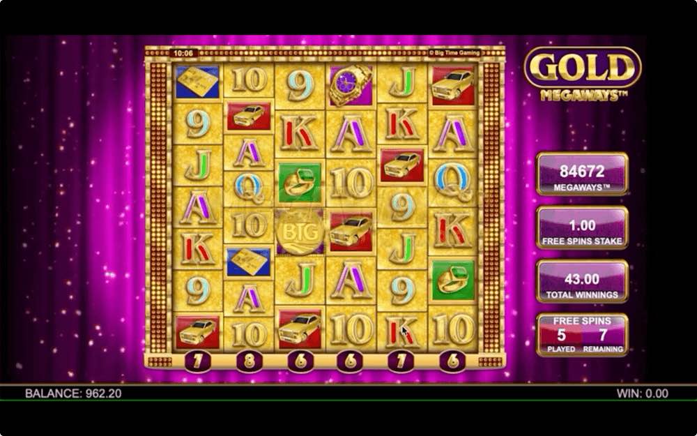 Free spin feature on Big Time Gaming's Gold Megaways