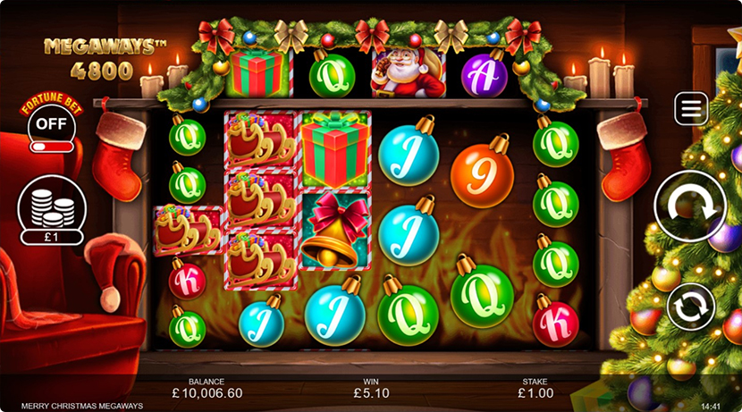 Merry Christmas Megaways base game image. Merry Christmas Megaways gameplay