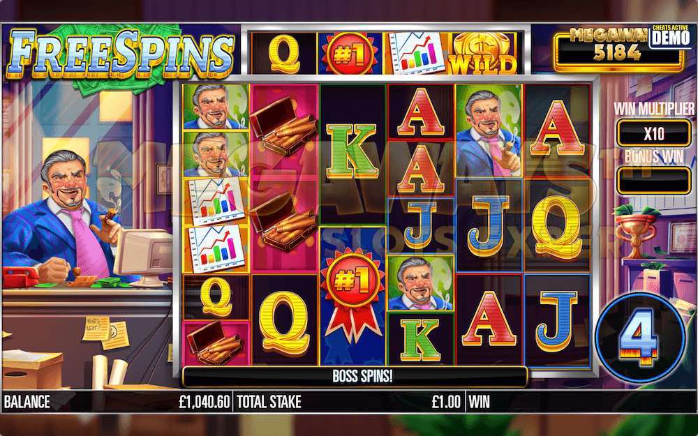 The Boss Spins Feature can trigger randomly on Payday Megaways™ where the bonus can start with a win multiplier of up to x10