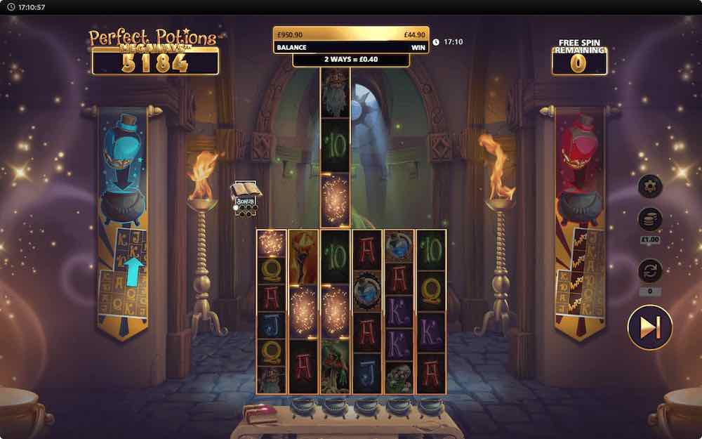 Perfect Potions Megaways free spin feature