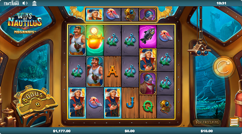Wins of Nautilus Megaways gameplay